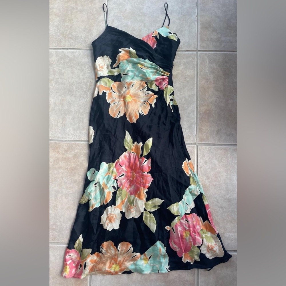 Jones New York Black Floral Midi Dress
